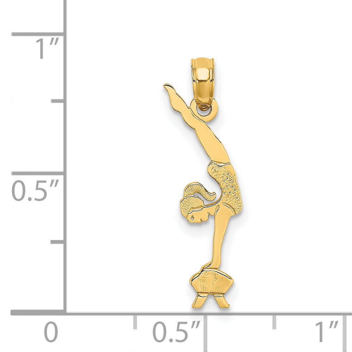 14k Yellow Gold Gymnast Pendant with Handstand on Pommel Horse, Sports Charm for Women or Girls