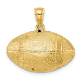 14k Yellow Gold Football Pendant with Textured Detailing, American Sports Charm for Men and Unisex