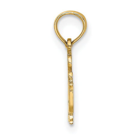 14k Yellow Gold Swimming Pendant with Swimmer Silhouette and Heart Symbol