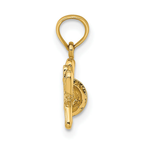 14k Yellow Gold Menorah Pendant, Seven Branch Candelabrum Jewish Symbol Charm