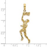 14k Yellow Gold Basketball Player Pendant with Dunking Hoop Design for Men or Unisex