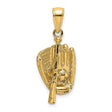 14k Yellow Gold Baseball Glove Pendant with Bat and Ball, Sports Charm for Fans and Collectors