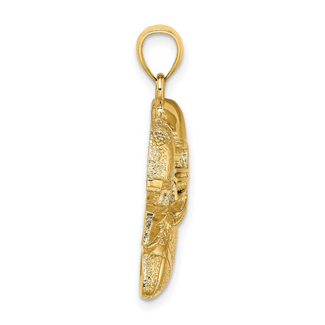 14k Yellow Gold Football Helmet Pendant with Ball Design, Sports Charm for Men