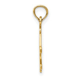 14k Yellow Gold Skiing Pendant with Detailed Skis, Poles, and Boots Design