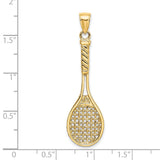 14k Yellow Gold Tennis Racket Pendant with Mesh and Handle Detail, Unisex Sports Charm