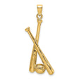 14k Yellow Gold Baseball Pendant with Crossed Bats and Ball Sports Charm