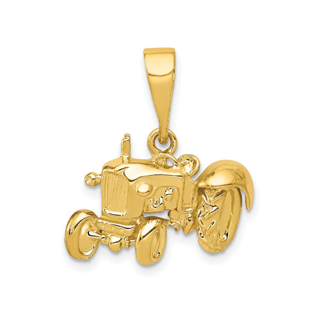 14k Yellow Gold Tractor Pendant Charm, Vintage Farm Equipment Style Jewelry for Men or Women