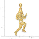 14k Yellow Gold Football Player Pendant, Male Athlete in Motion Sports Charm