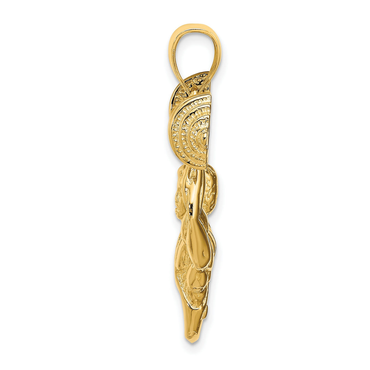14k Yellow Gold Weightlifter Pendant Featuring Muscular Man Lifting Barbell, Fitness Charm for Men