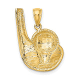 14k Yellow Gold Golf Pendant with Ball, Tee, and Club Design Sports Charm