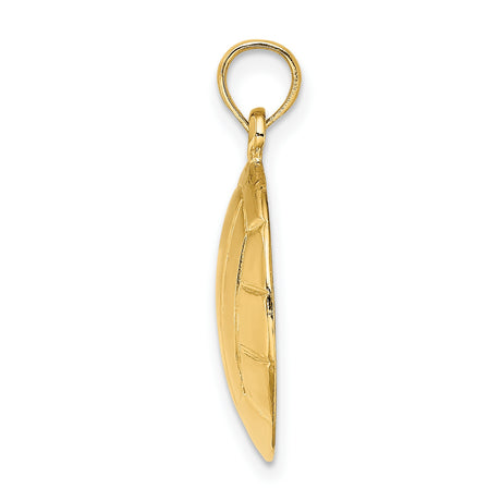 14k Yellow Gold Volleyball Pendant, Polished Sports Charm for Athletes, Fans or Coaches
