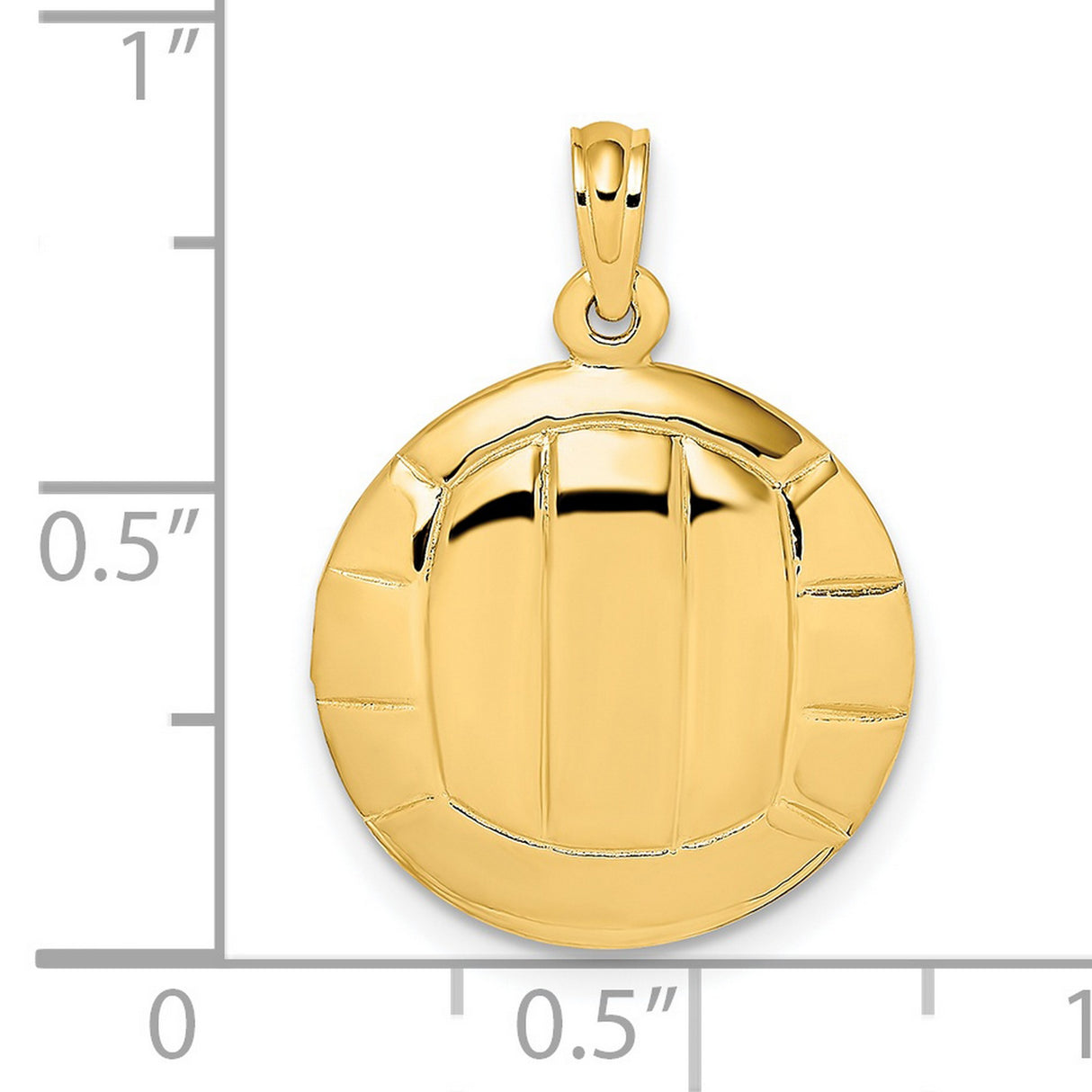 14k Yellow Gold Volleyball Pendant, Polished Sports Charm for Athletes, Fans or Coaches