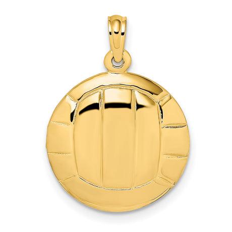 14k Yellow Gold Volleyball Pendant, Polished Sports Charm for Athletes, Fans or Coaches