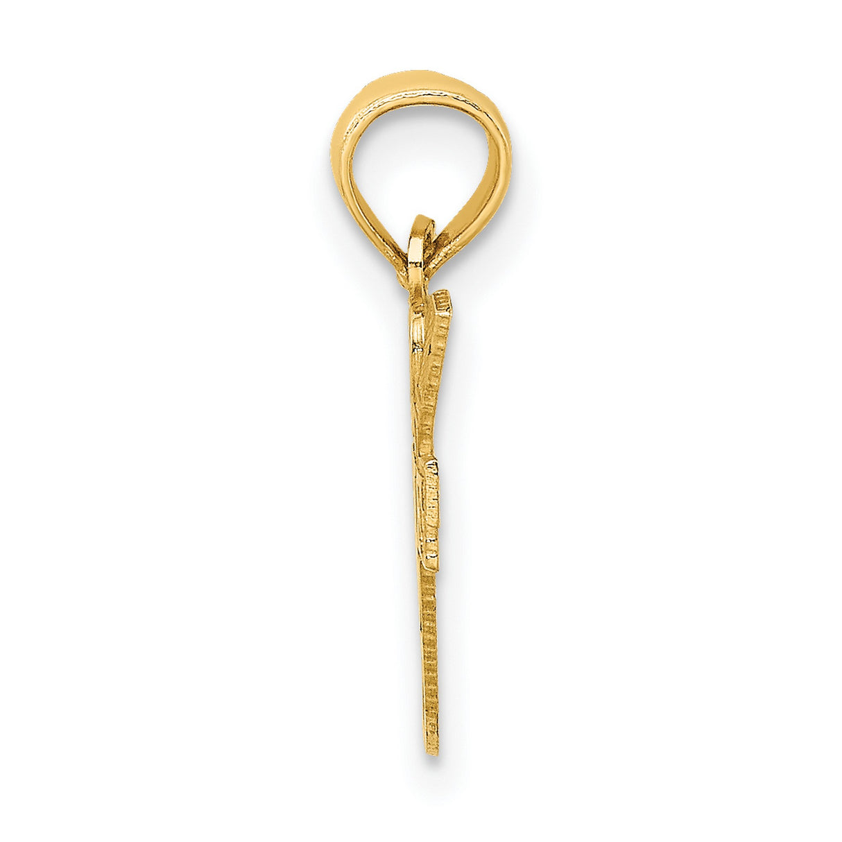 14k Yellow Gold Golf Pendant with Heart, Club, and Ball Design, Unisex Sports Charm