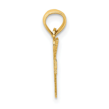 14k Yellow Gold Golf Pendant with Heart, Club, and Ball Design, Unisex Sports Charm