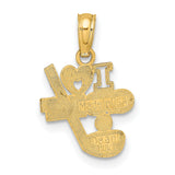 14k Yellow Gold Golf Pendant with Heart, Club, and Ball Design, Unisex Sports Charm