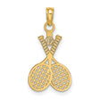 14k Yellow Gold Tennis Pendant with Crossed Rackets and Ball, Sports Charm for Men and Women