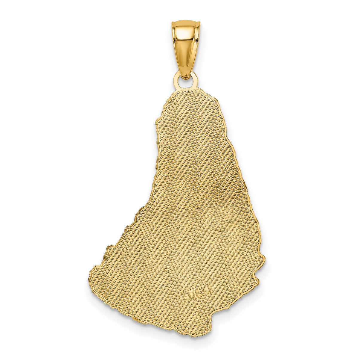 14k Yellow Gold Barbados Island Pendant with Flying Fish Symbol, Caribbean Map Charm
