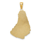14k Yellow Gold Barbados Island Pendant with Flying Fish Symbol, Caribbean Map Charm