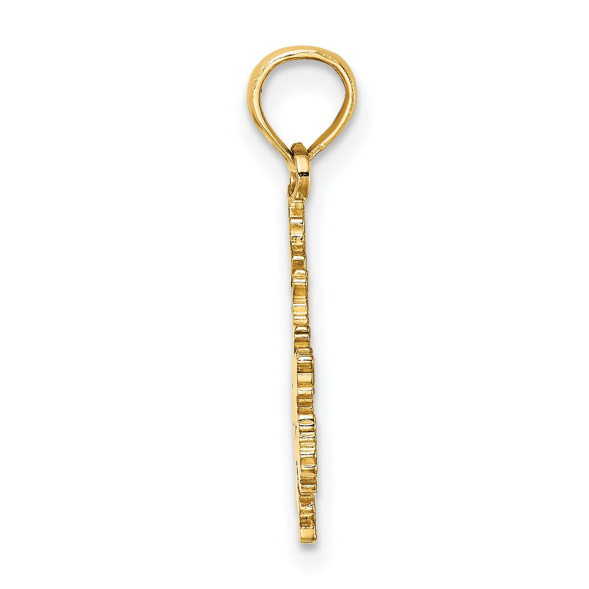 14k Yellow Gold Pendant, Antigua Island Map Charm, Polished Caribbean Travel Jewelry