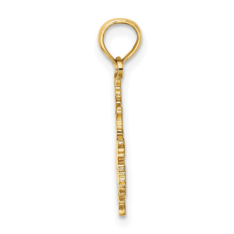 14k Yellow Gold Pendant, Antigua Island Map Charm, Polished Caribbean Travel Jewelry