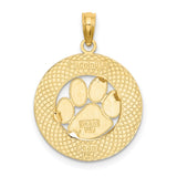 14k Yellow Gold Alaska Pendant with Paw Print, Wildlife Theme Charm for Nature Lovers