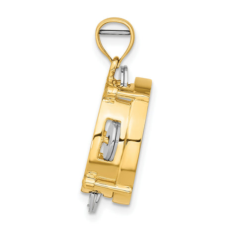14k Two-Tone Gold Pendant with Mother of Pearl Inlay, Christian Monstrance Style