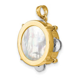 14k Two-Tone Gold Pendant with Mother of Pearl Inlay, Christian Monstrance Style