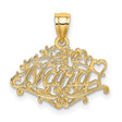 #1 Nana Words With Hearts And Flowers Charm Pendant in Real 14k Yellow Gold