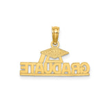 14k Yellow Gold Graduation Cap Pendant, Graduate Inscription Charm for Women