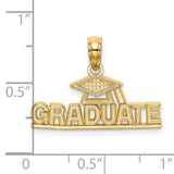 14k Yellow Gold Graduation Cap Pendant, Graduate Word Charm, Academic Achievement Jewelry