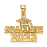 Polished GRADUATE 2023 Under Cap Charm Pendant in Real 14k Yellow Gold