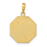 14k Yellow Gold Pendant, Octagon Love Charm with Never Stop Loving You Engraving, Romantic Jewelry for Women