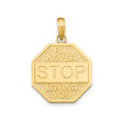 14k Yellow Gold Octagon Pendant with Never Stop Loving You Engraving for Women