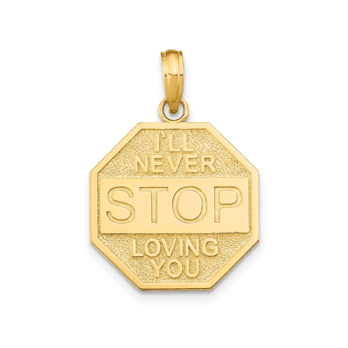 14k Yellow Gold Octagon Pendant with Never Stop Loving You Engraving for Women