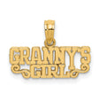 14k Yellow Gold Grannys Girl Pendant with Flourish Design and Bold Block Lettering