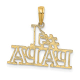 #1 PAPA Cut-out Charm Pendant in Real 14k Yellow Gold