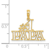 #1 PAPA Cut-out Charm Pendant in Real 14k Yellow Gold