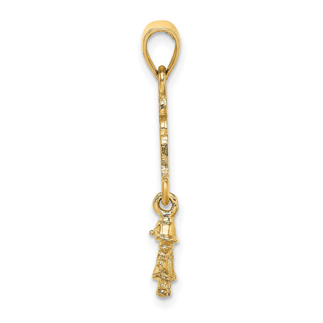 14k Yellow Gold Pendant with Its a Girl Phrase and Dangling Girl Charm, Baby Keepsake Jewelry