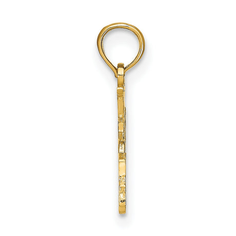 14k Yellow Gold Quinceañera Heart Pendant with Number 15 and Cutout Hearts