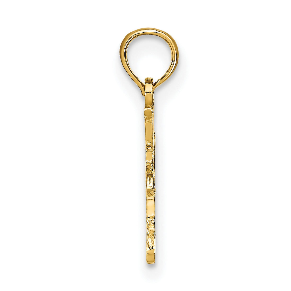 14k Yellow Gold Heart Pendant with Number 15 and Cut-Out Mini Hearts Design