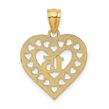 14k Yellow Gold Heart Pendant with Number 15 and Cut-Out Mini Hearts Design