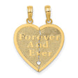 FOREVER AND EVER Break Apart Heart Charm Pendant in Real 14k Yellow Gold