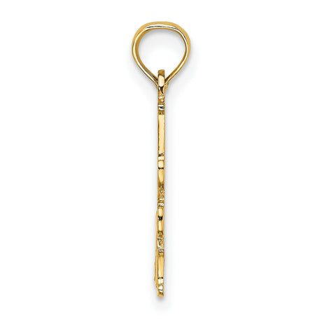 14k Yellow Gold Pendant, Decorative Script Design with Number One Stepmom Message