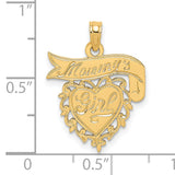 14k Yellow Gold Pendant with Heart and Ribbon Design, Sentimental Mother Daughter Charm