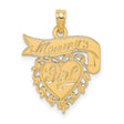 14k Yellow Gold Pendant with Heart and Ribbon Design, Sentimental Mother Daughter Charm
