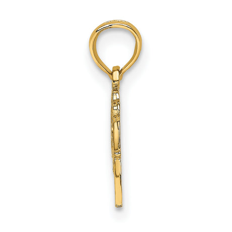 14k Yellow Gold Great Grandma Pendant with Heart Detail, Script Letter Charm