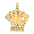 14k Yellow Gold Poker Card Pendant, Royal Flush Las Vegas Gambling Charm