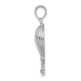 14k White Gold Hot Air Balloon Pendant with Basket Detail, Adventure Travel Theme Charm