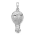 14k White Gold Hot Air Balloon Pendant with Basket Detail, Adventure Travel Theme Charm